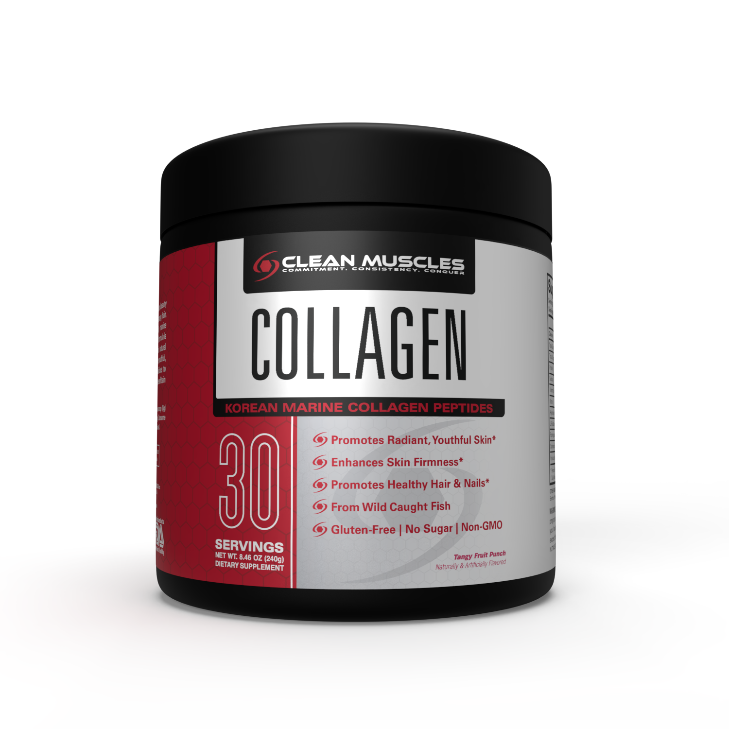 Clean Muscles COLLAGEN | KOREAN MARINE COLLAGEN PEPTIDES | 30 Servings | Tangy Fruit Punch Flavor