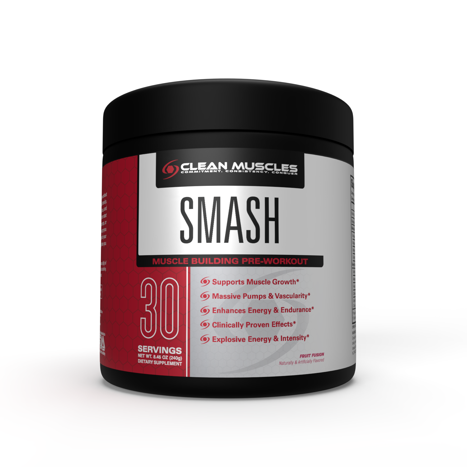 Clean Muscles SMASH | MUSCLE BUILDING PRE-WORKOUT | 30 Servings | Fruit Fusion Flavor